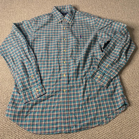 Ralph Lauren Mens‎ Shirt Size Large Blue/Purple Plaid Long Sleeves Button Down - Picture 1 of 12